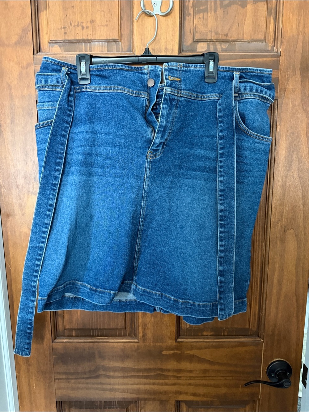 Boden Blue Denim Skirt with Tie Belt